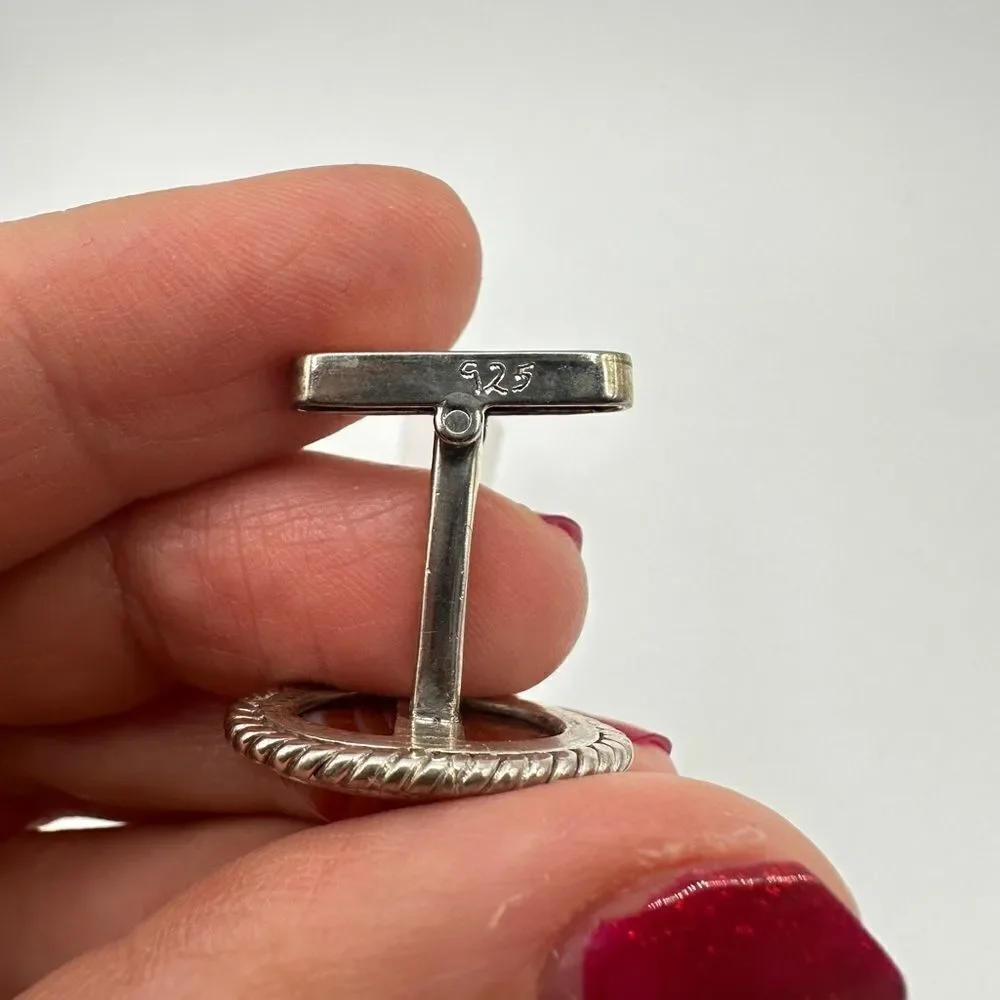 Genuine agate cuff links in solid Sterling silver, handmade in Pakistan